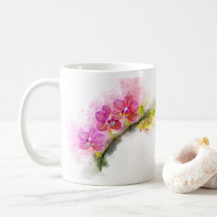 Caneca De Café Cor d'água das flores das orquídeas - wb cor-de-ro