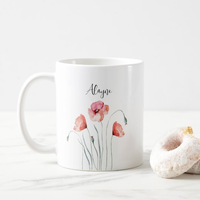 Caneca De Café Cor d'água das papas vermelhas personalizadas (Com Donut)