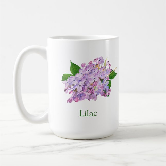 Caneca De Café cor d'água púrpura da flor lilás (Esquerda)