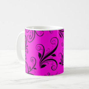 Caneca De Café Cor damasco, Damasco Rosa, Damasco Francês