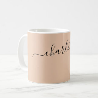 Caneca De Café Cor de Areia do Deserto Elegante Nome Moderno Pers