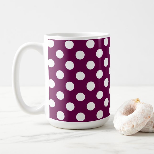 Caneca De Café Cor De Blackberry Encantadora Com Grandes Bolinhas (Com Donut)