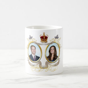 Caneca De Café cor de fundo personalizável para Will e Kate