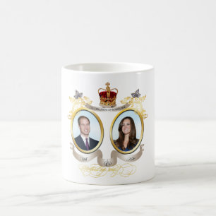 Caneca De Café cor de fundo personalizável will e kate