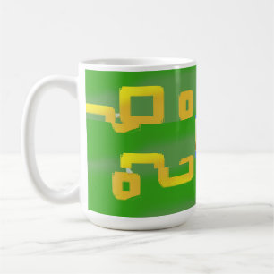 Caneca De Café Cor de rosa Amarelo quadrada verde