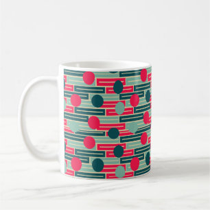 Caneca De Café Cor-de-rosa, azul claro, Retângulos e círculos do