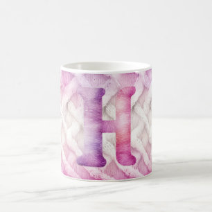 Caneca De Café Cor-de-rosa-branca-quente - Letra H