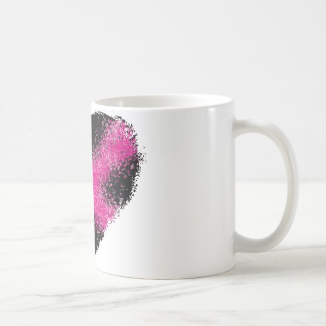 Caneca De Café Cor de rosa chocante nos pontos brilhantes pretos  (Direita)