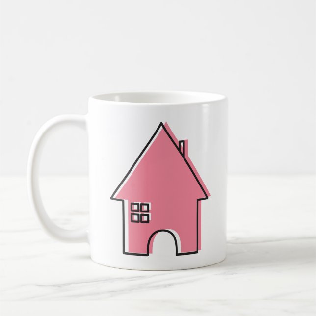 Caneca de café cor-de-rosa da casa (Esquerda)