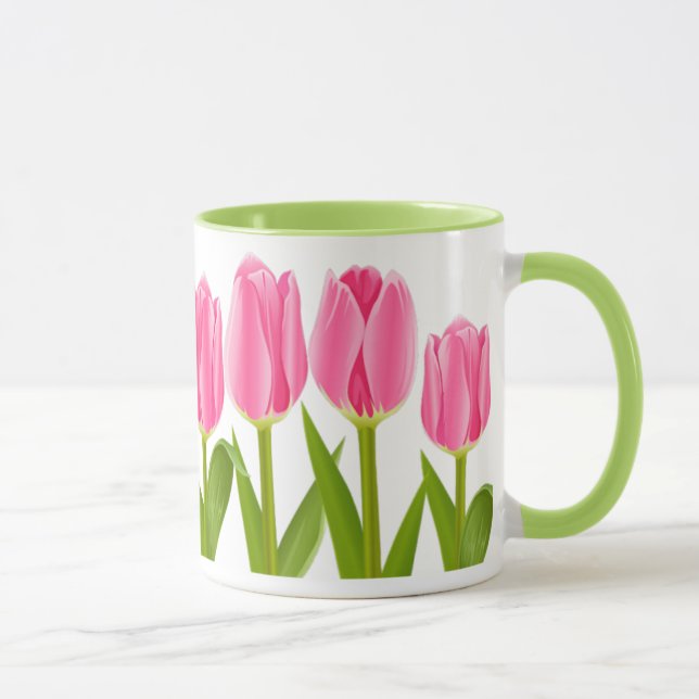 Caneca de café cor-de-rosa da tulipa (Direita)