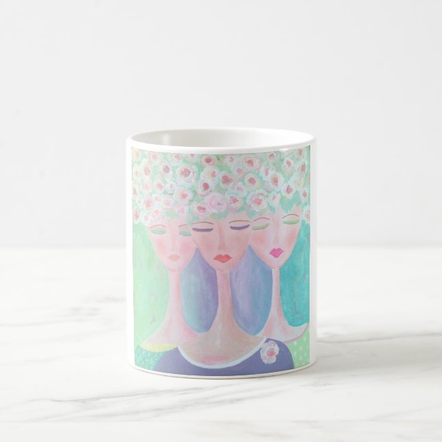 CANECA DE CAFÉ COR-DE-ROSA DE 3 IRMÃS (Centro)