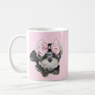 Caneca de café cor-de-rosa de Yorkie