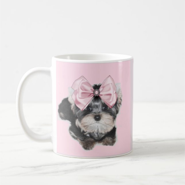 Caneca de café cor-de-rosa de Yorkie (Esquerda)