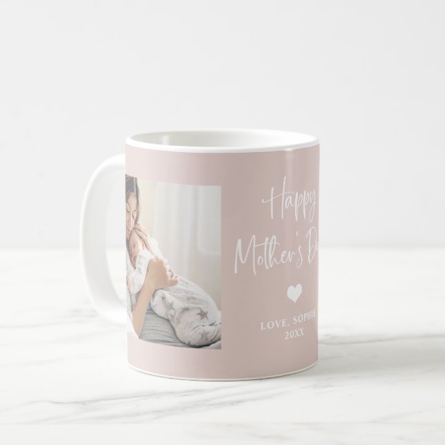 Caneca De Café Cor-de-rosa | Dois Dias de as mães Felizes de Scri (Frente Esquerda)
