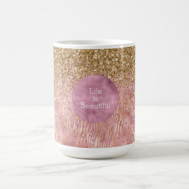 Caneca De Café Cor-de-rosa Glitzy Dourada Glitter Sparkle Zebra I