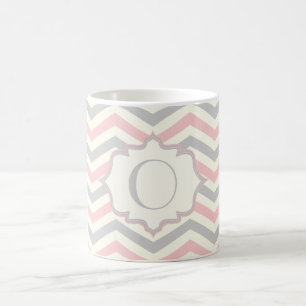 Caneca De Café Cor-de-rosa moderno, cinzento, costume do teste
