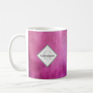 Caneca De Café Cor-de-rosa personalizada e vírgula roxa