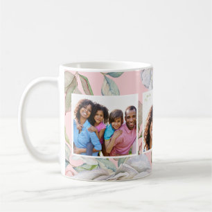Caneca De Café Cor-de-rosa pincelada com três cores fotográficas