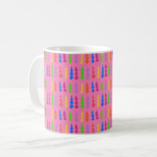 Caneca De Café Cor-de-rosa Pop da árvore de Natal colorida