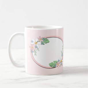 Caneca De Café Cor de rosa quadro floral em torno de crianças pr