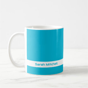 Caneca De Café Cor de Tendência - Nome Ciano Vivido Mug