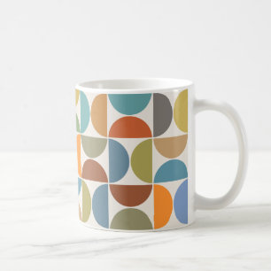Caneca De Café Cor do Padrão de Semicírculos do MCM na Creme