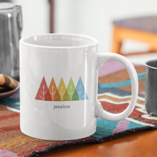 Caneca De Café Cor Geométrica Moderna Sobreposição de Natal