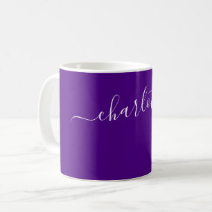 Caneca De Café Cor Índigo Elegante Nome Moderno Personalizado