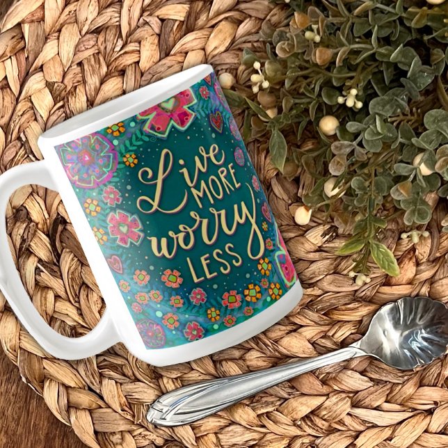 Caneca De Café Cor Inspiradora Rosa Verde Divertido Floral (Criador carregado)