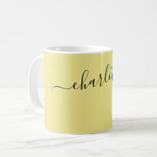 Caneca De Café Cor Khaki Elegante Nome Moderno Personalizado