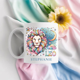 Caneca De Café Cor Leo Zodíaco Astrologia Leão Colorido Personali