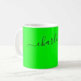 Caneca De Café Cor Lima Elegante Moderno Nome Personalizado
