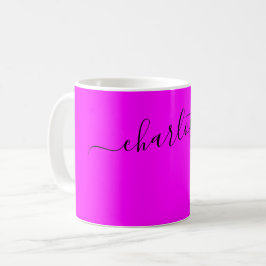 Caneca De Café Cor Magenta Elegante Nome Moderno Personalizado