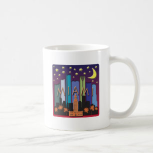 Caneca De Café Cor mega da skyline de Miami