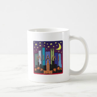 Caneca De Café Cor mega da skyline de Miami