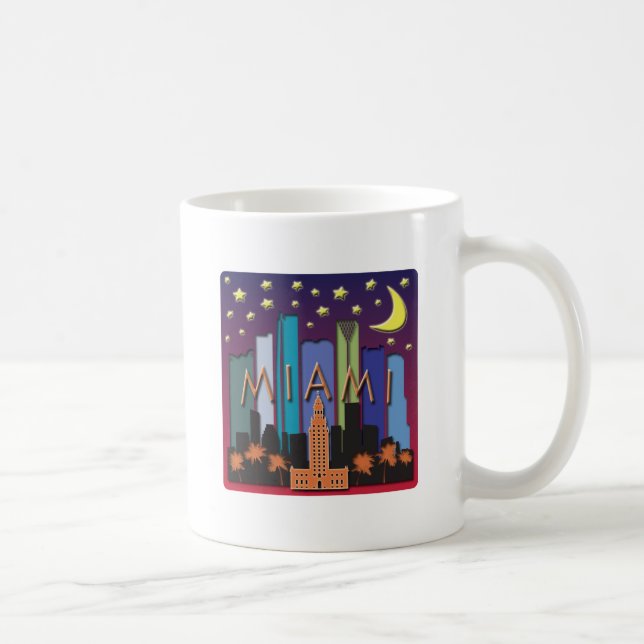 Caneca De Café Cor mega da skyline de Miami (Direita)
