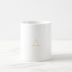 Caneca De Café Cor Monograma Dourado Personalizado Profissional
