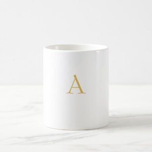 Caneca De Café Cor Monograma Profissional Personalizado Dourado