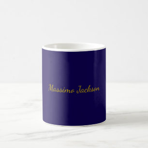 Caneca De Café Cor Ouro e Azul Escuro Profissional Simples Nome P