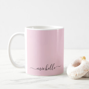 Caneca De Café Cor Personalizada Cor de Rosa Caligrafia Script