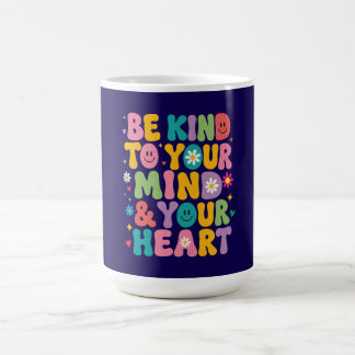 Caneca De Café Cor Retro Colorida Seja Gentil Com Sua Mente Saúde