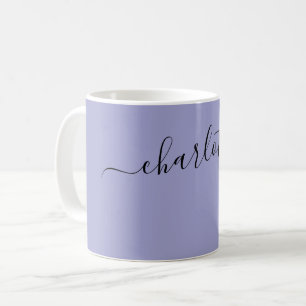 Caneca De Café Cor Sino Azul Elegante Nome Moderno Personalizado