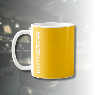 Caneca De Café Cor Sólida Amber   Personalizado Clássico