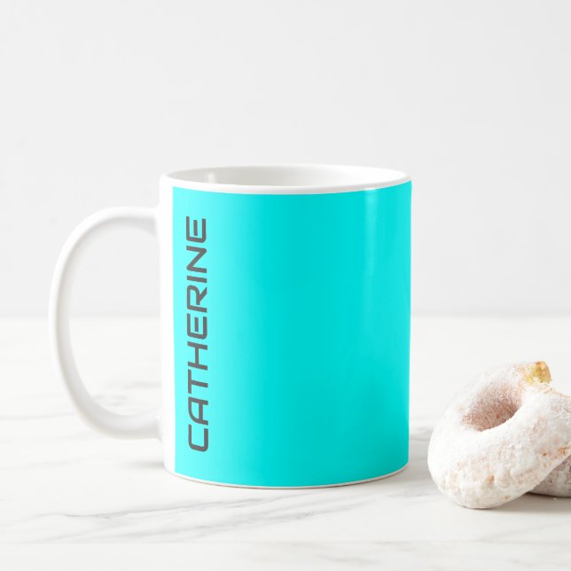 Caneca De Café Cor Sólida Aqua Personalizada (Com Donut)