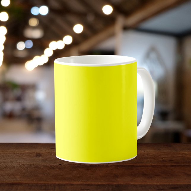 Caneca De Café Cor Sólida Neon Amarelo (Criador carregado)