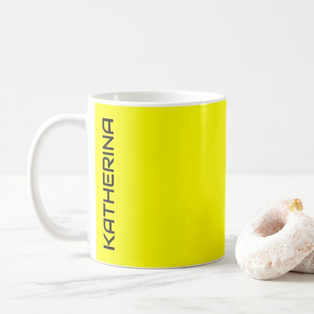 Caneca De Café Cor Sólida Neon Amarelo | Personalizado Clássico (Com Donut)