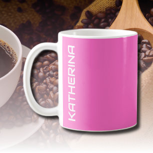 Caneca De Café Cor Sólida Neon Rosa   Personalizado Clássico
