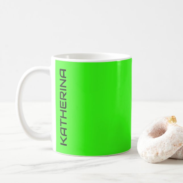 Caneca De Café Cor Sólida Neon Verde | Personalizado Clássico (Com Donut)