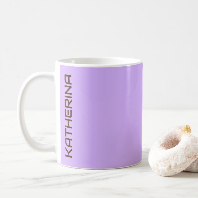Caneca De Café Cor Sólida Pastel Violet Personalizada (Com Donut)