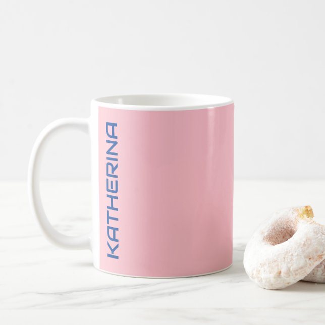 Caneca De Café Cor Sólida Rosa do Pastel empoeirada personalizada (Com Donut)